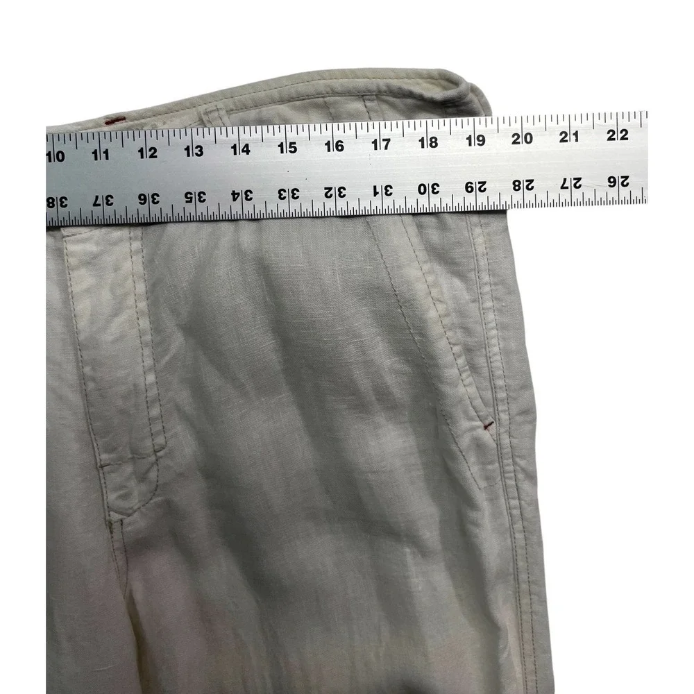 Tommy Bahama 36x34 Cream 100% Linen Relax Dress Casual Pants Trousers Flat Front